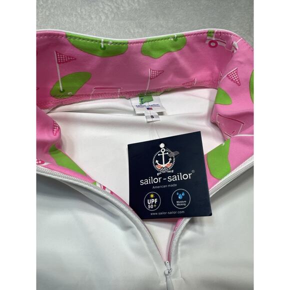 Sailor-Sailor Britt Sleeveless Golf Top White Golf Life Pink SZ S UPF 50+ NWT - Picture 3 of 12